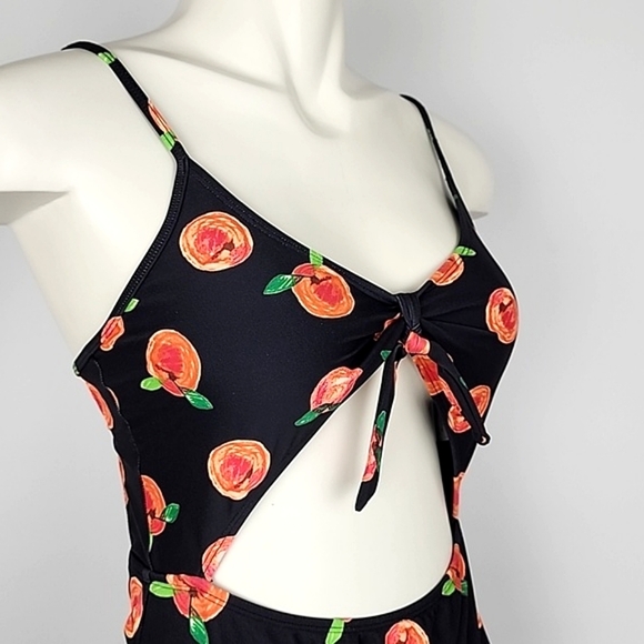 Eidon SGS Sports One Piece Cut Out Bathing Suit Black Peaches Print Size Small - Picture 4 of 15